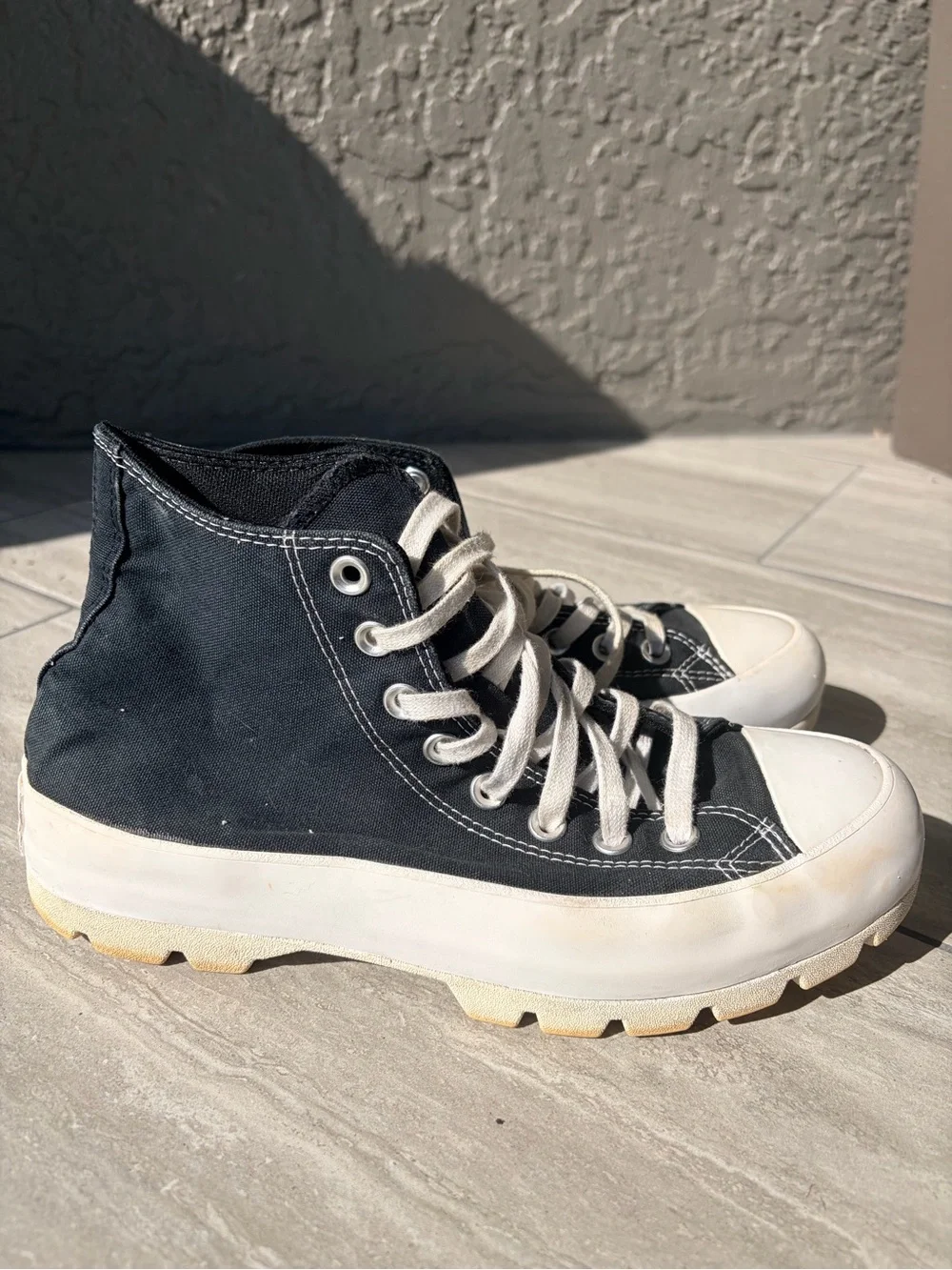 Converse Black High-Top Canvas Sneakers with White Sole and Laces